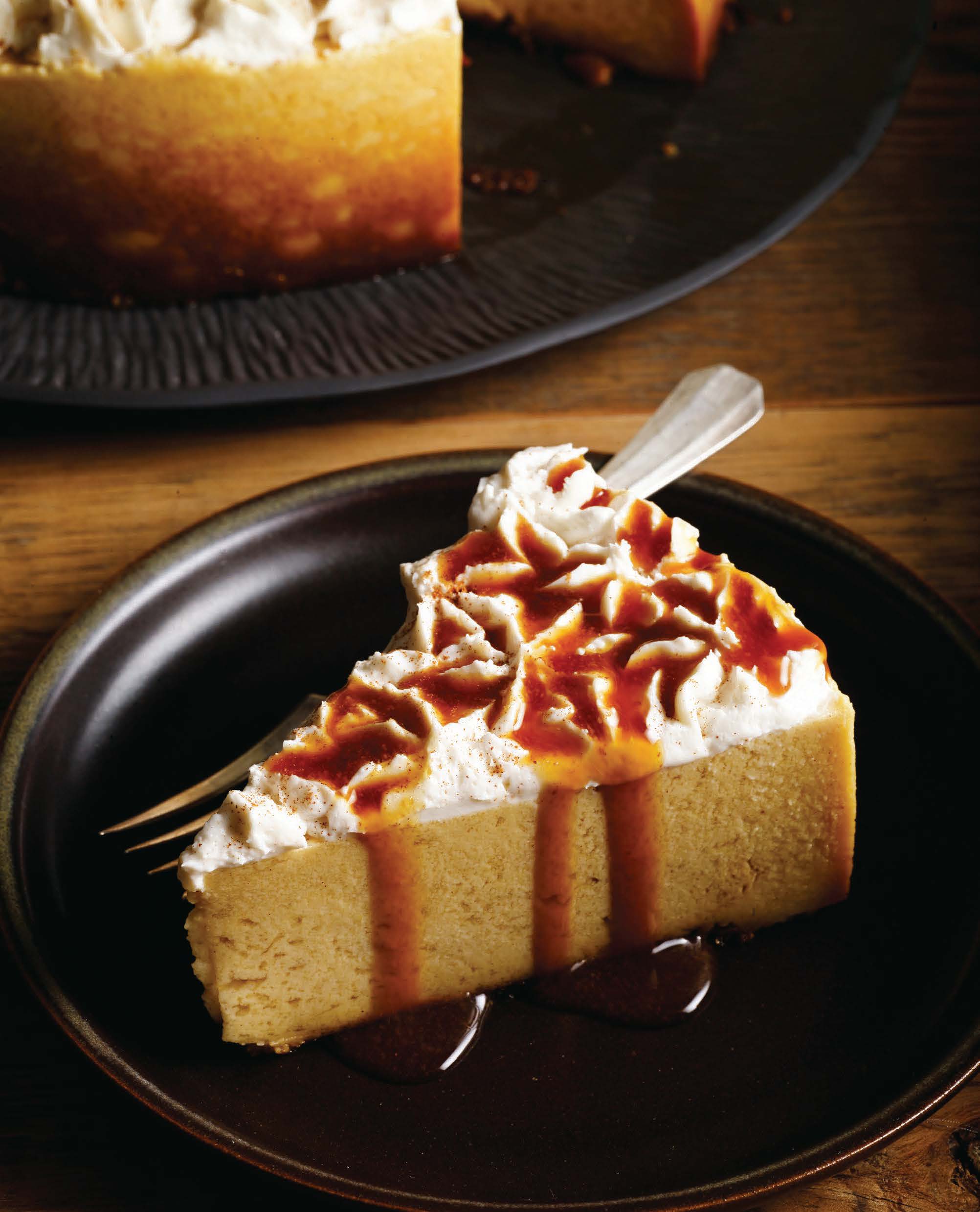 Pumpkin Cheesecake with Apple Cider Reduction by Candle Cafe