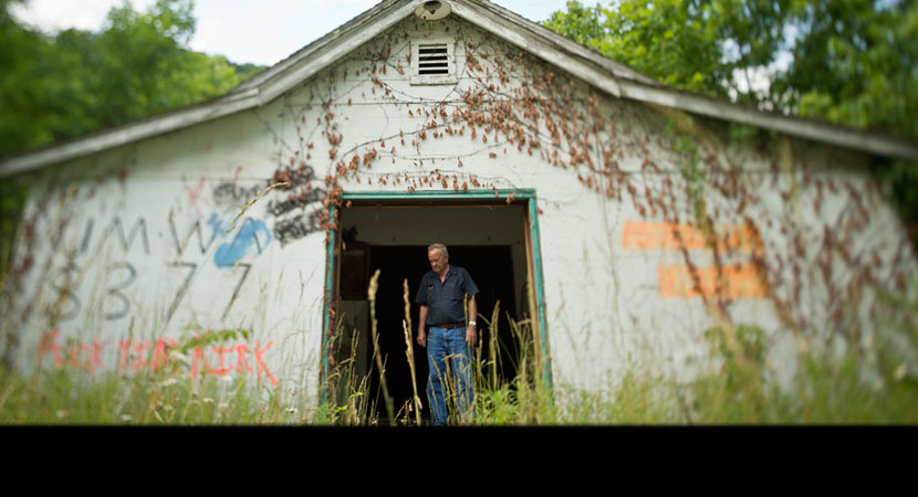 Cook visits the former meeting hall of Local 8377 of the United Mine Workers of America near his Bandytown, West Virginia, home. | Ami Vitale/Panos Pictures
