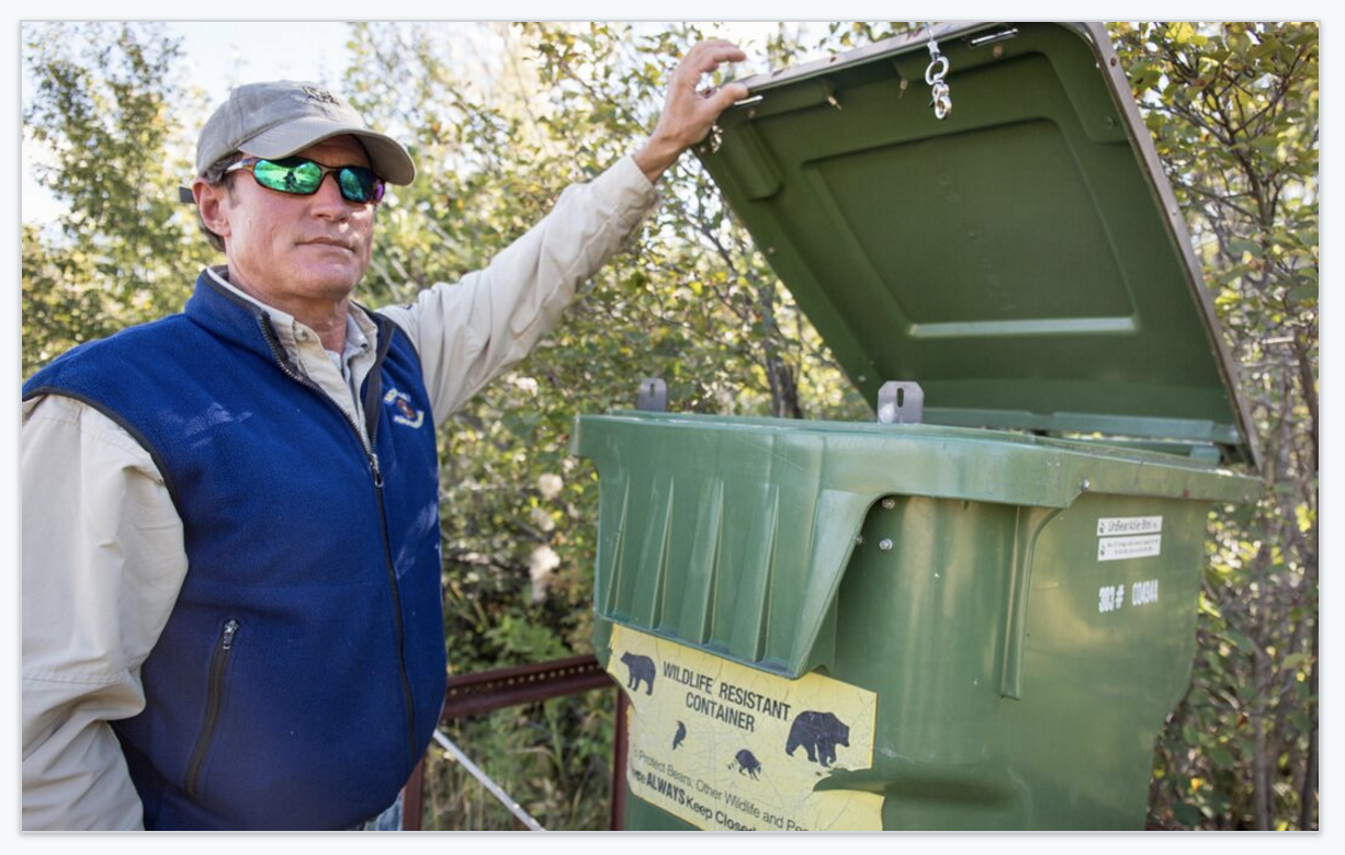 In grizzly country, simple acts like securing garbage can help to reduce bear-human conflicts. 