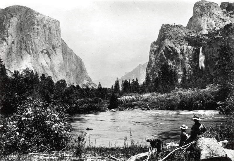 Yosemite valley view, with Helen and Anita Gompertz in the foreground