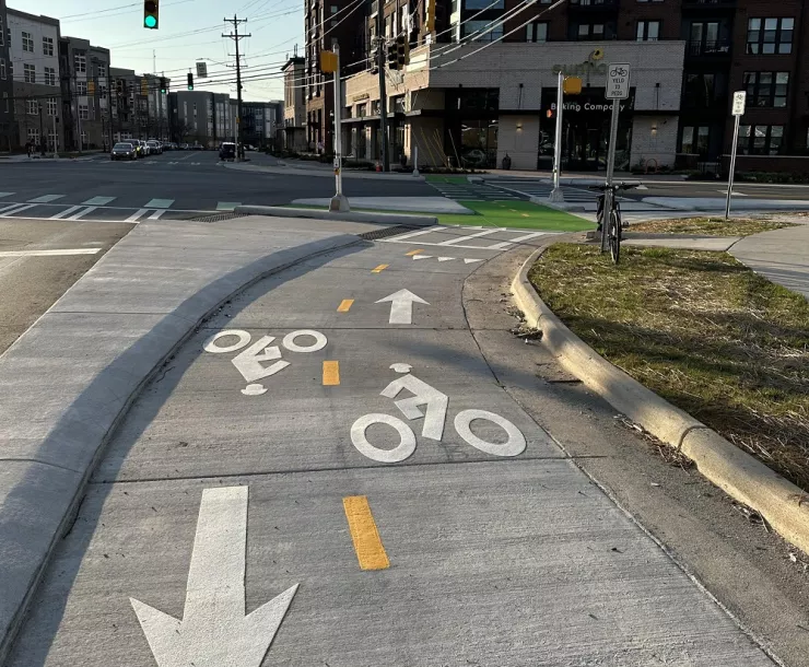 A protected bike lane in Charlotte NC