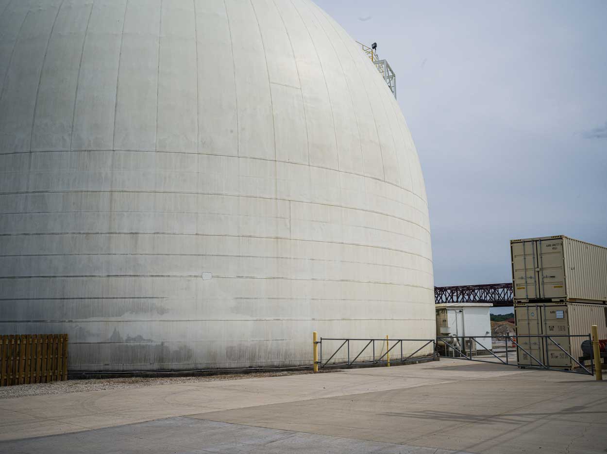 A cement manufacturing site in the industrial area of Joliet, Illinois. 