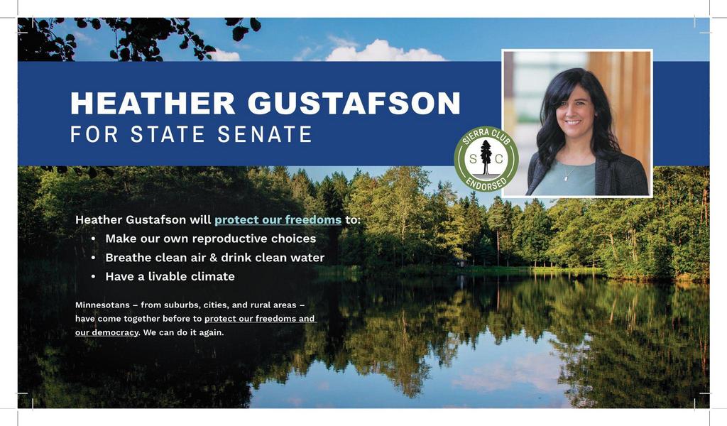 Sierra Club ad for Heather Gustafson for MN State Senate, 2022