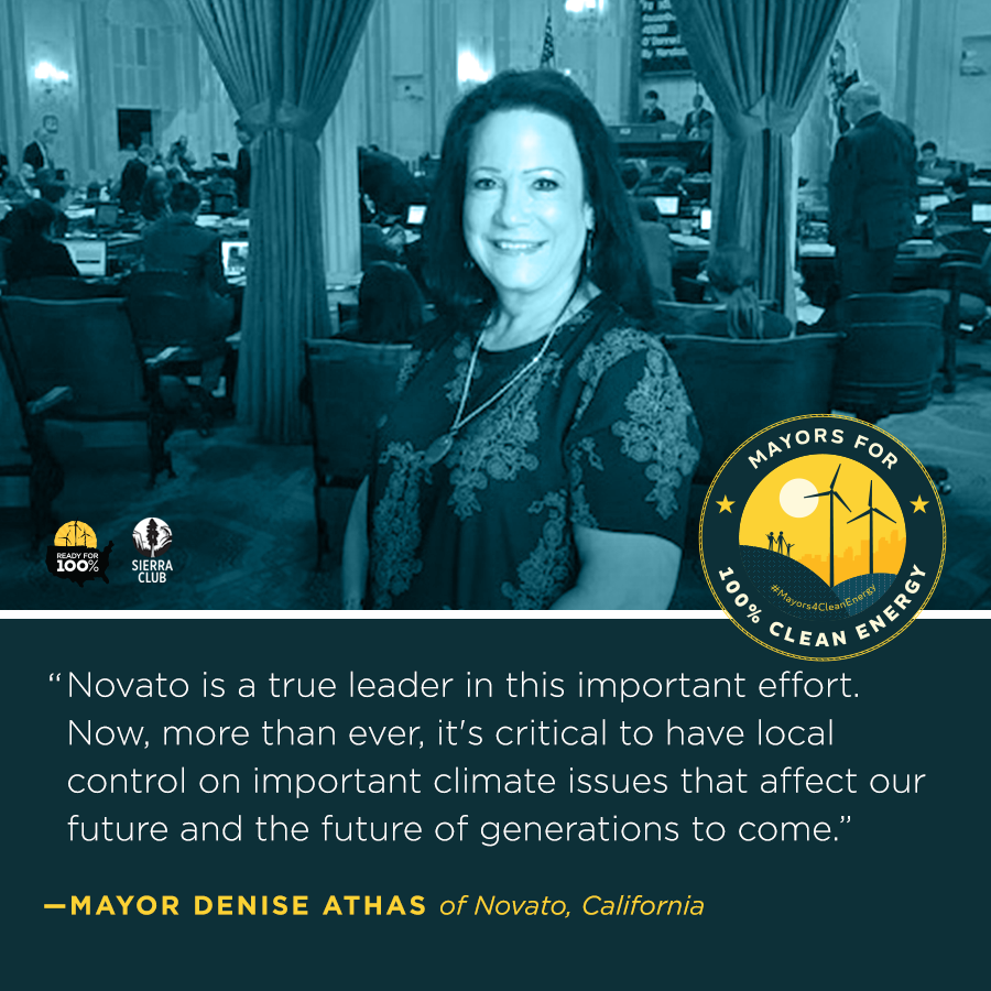 Mayor Denise Athas of Novato, CA Supports 100% Clean Energy