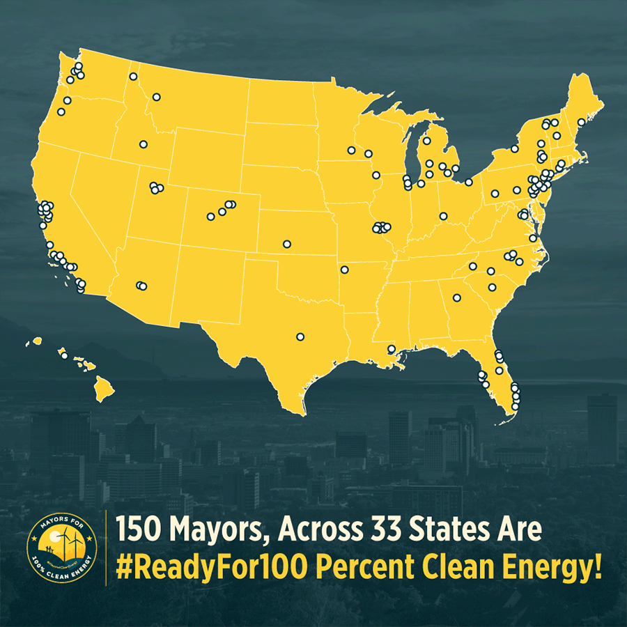 Mayors For 100% Clean Energy 150 Milestone GIF