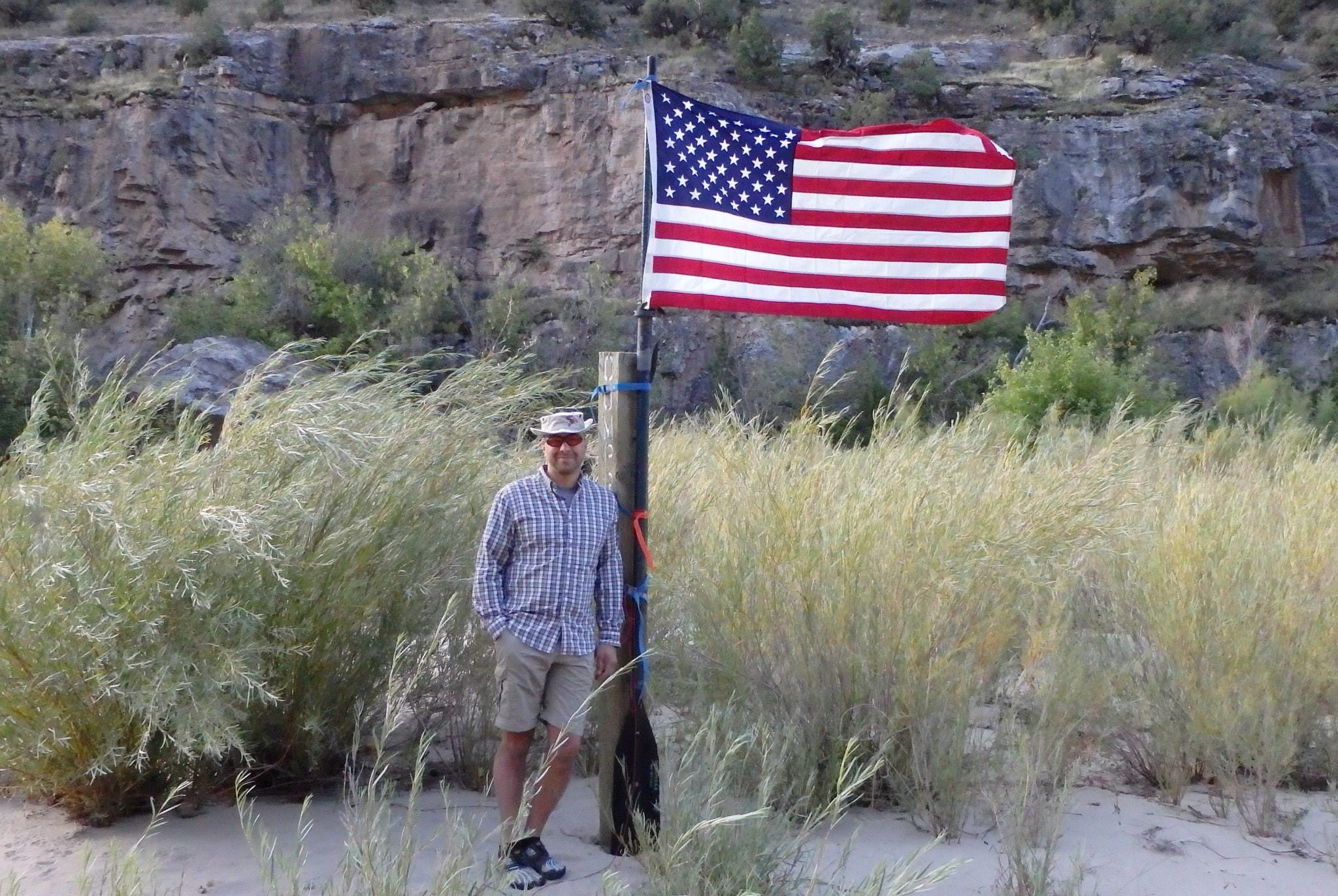 Doshi brings an American Flag on every trip