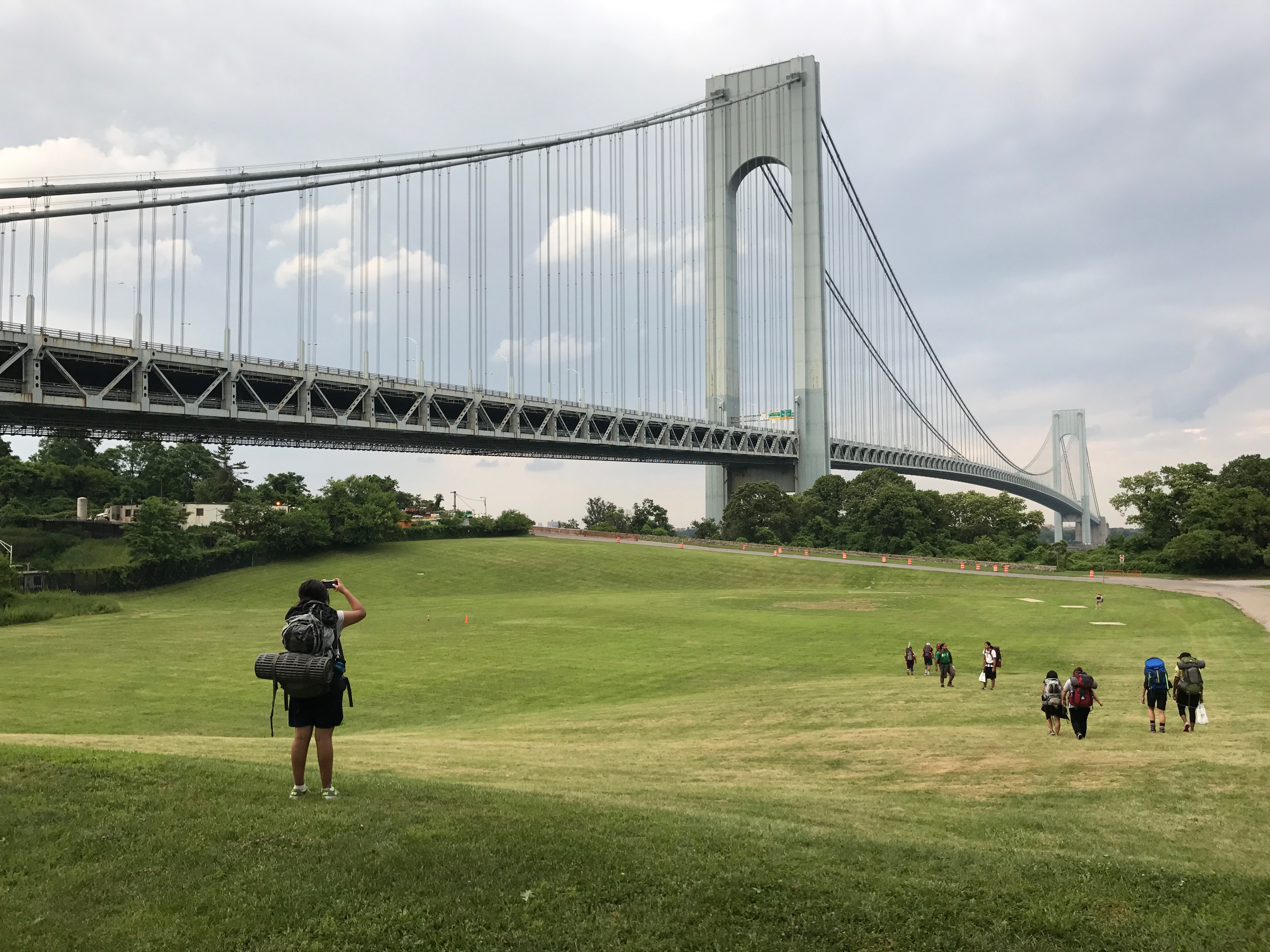 NYC ICO youth leaders head to their campsite on Staten Island. 