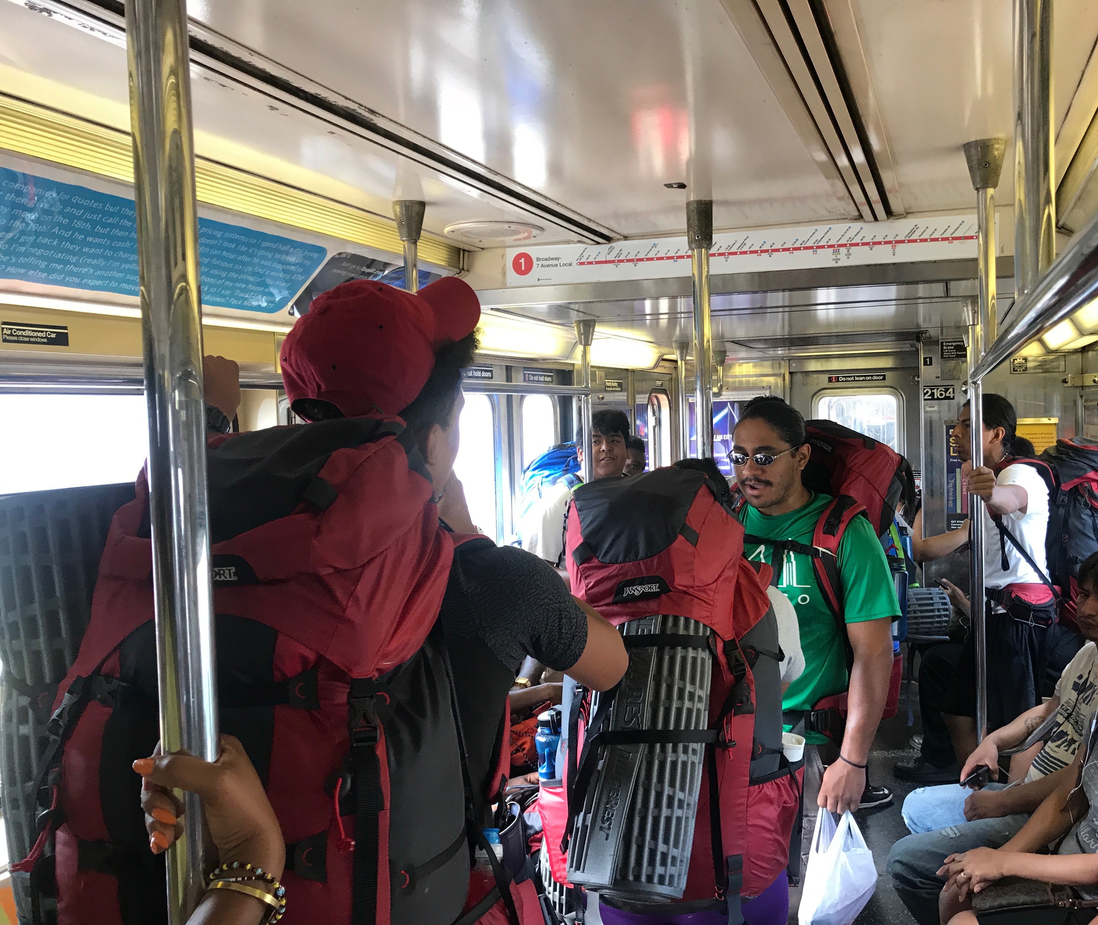 NYC ICO participants ride the train to get from place to place on their urban backpacking trip. 
