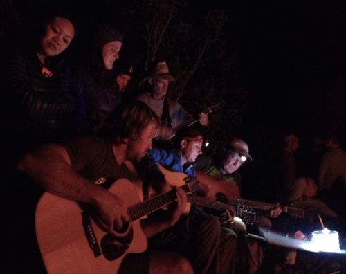 Advanced Mountaineering Program participants resting after a long day!