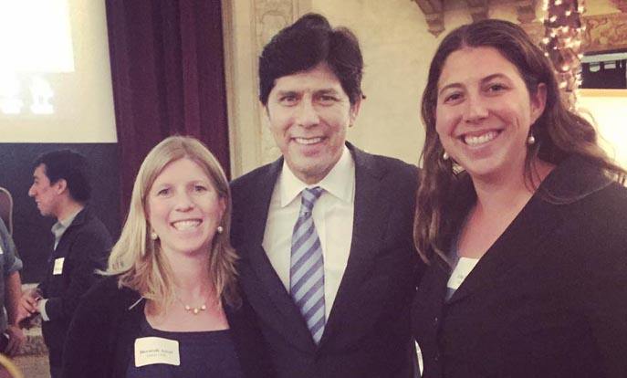 California Senate Protempore Kevin de Leon, flanked by Sierra Club attorneys Devorah Ancel and Elly Benson