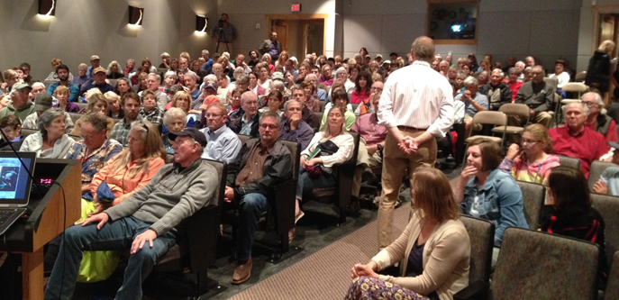 Audience at grizzly bear event in Jackson, WY