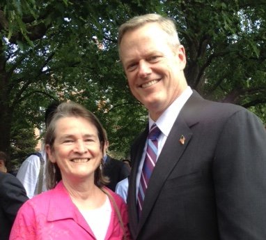 Massachusetts Sierra Club Chair Cathy Buckley and Massachusetts Governor Charlie Baker