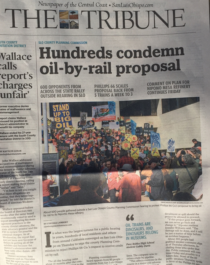 Front page of the San Luis Obispo Tribune on February 5, 2016