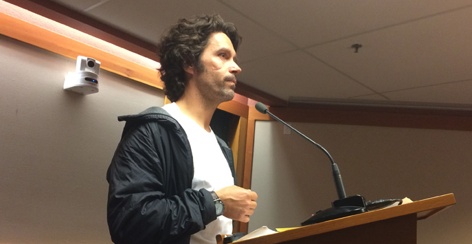 Jeremy Jones in Truckee Town Council chambers