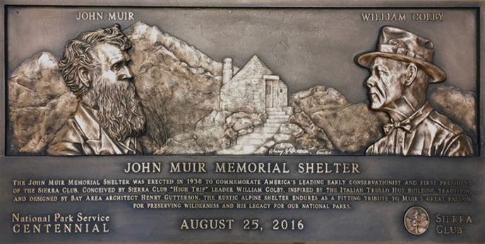 John Muir Memorial Shelter plaque (Photo by Doug Harnsberger)
