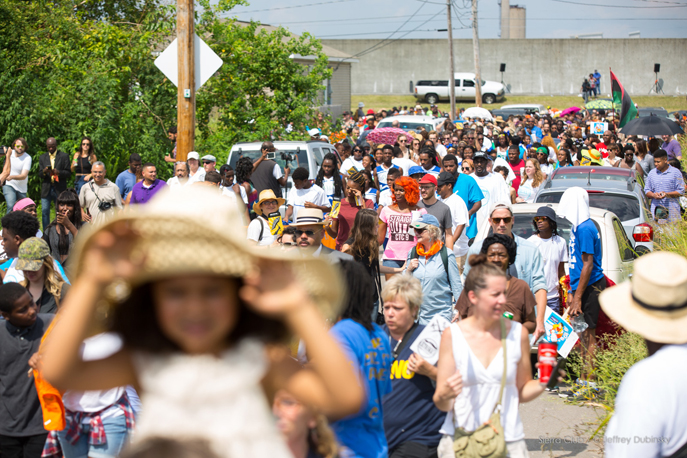 Second Line march from Lower 9th Ward to Hunter's Field.