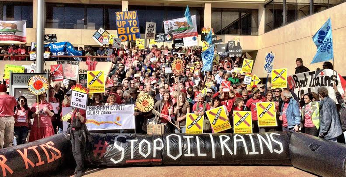 Hundreds gathered for a rally during the lunch break on the first day of the Planning Commission hearing photo courtesy of Vanessa Tsimoyianis)
