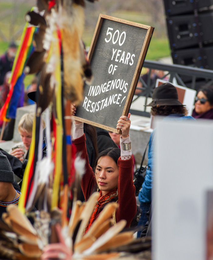 Activist at December 2, 2017, Rally Against Trump's Monumental Mistake