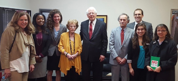 Jane Flowers Fincy )at left) and Pearl Finch (center left) with US Representative David Price