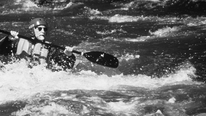 Royal Robbins kayaking in the Sierra Nevada (photo courtesy of Royal Robbins)