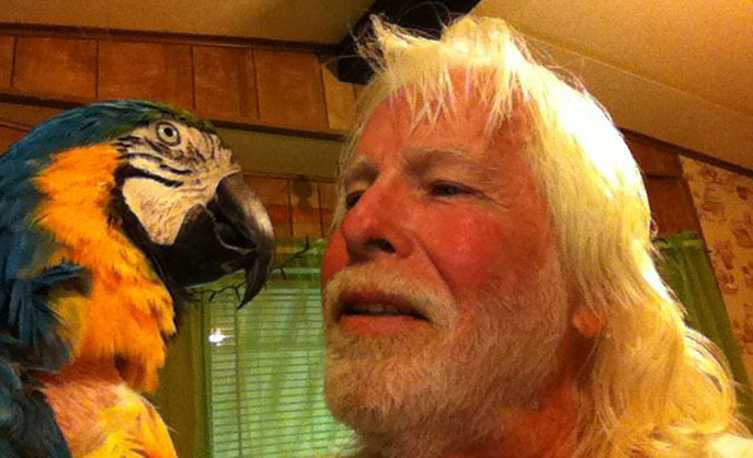 Michael Cox with parrot