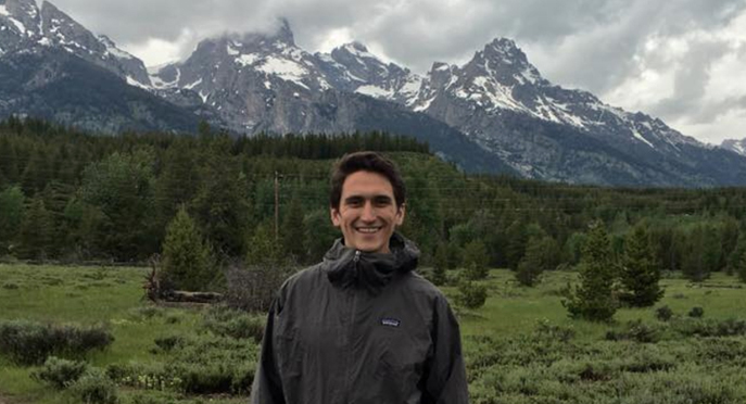 Sierra Club Beyond Coal Campaign organizer Zach Pierce in Jackson Hole, WY with the Tetons in the background