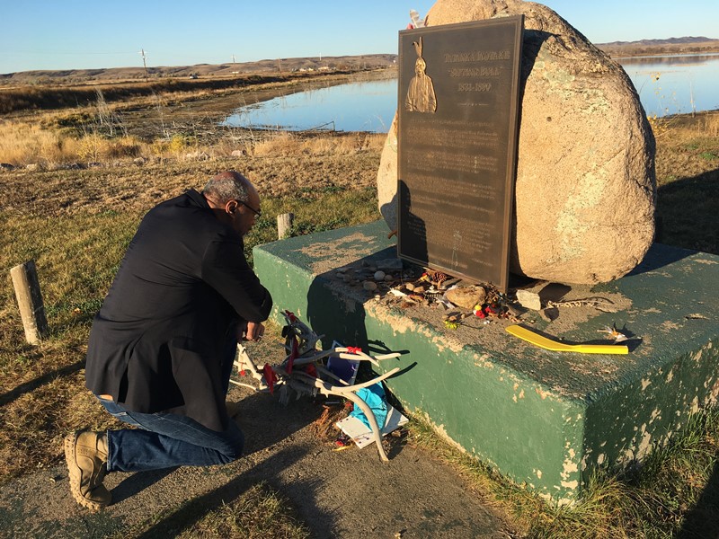 Aaron Mair at Sitting Bull's grave.