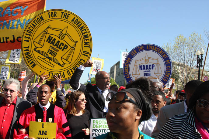 Aaron Mair in the Democracy Awakening demonstration in Washington D.C., on April 18, 2016