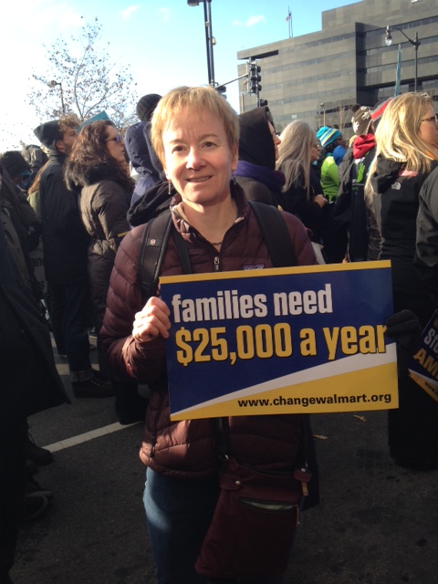 The Sierra Club's Cathy Duvall at a Walmart protest.