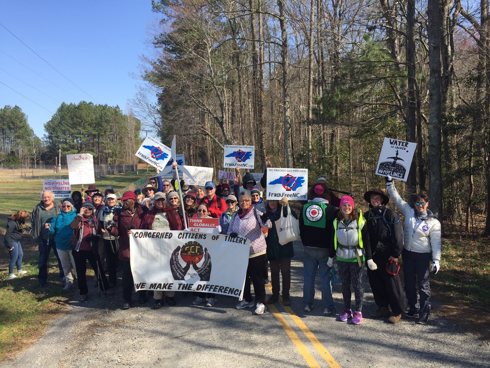 People protesting the pipeline
