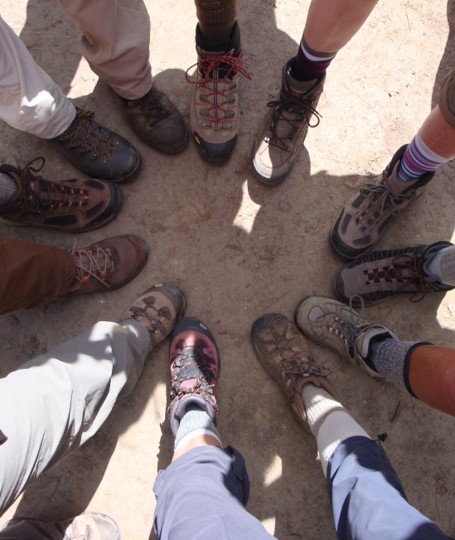 Hiking Boots in a circle