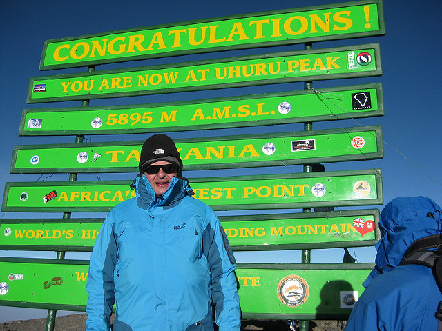 Thomas at the Uhuru Peak on Mount Kilimanjaro in 2012