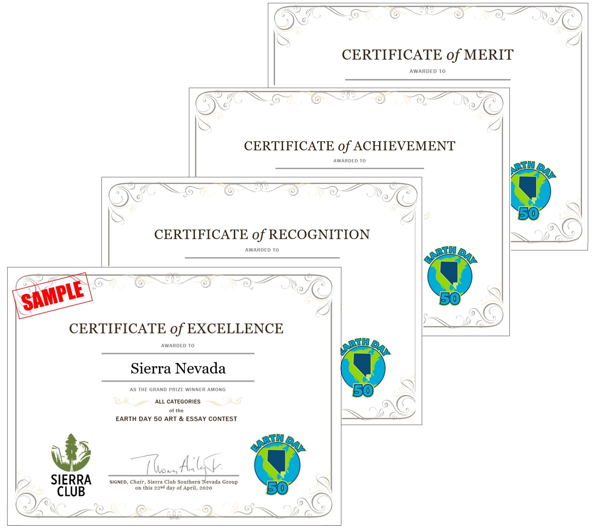 Earth Day 50 Certificate Samples