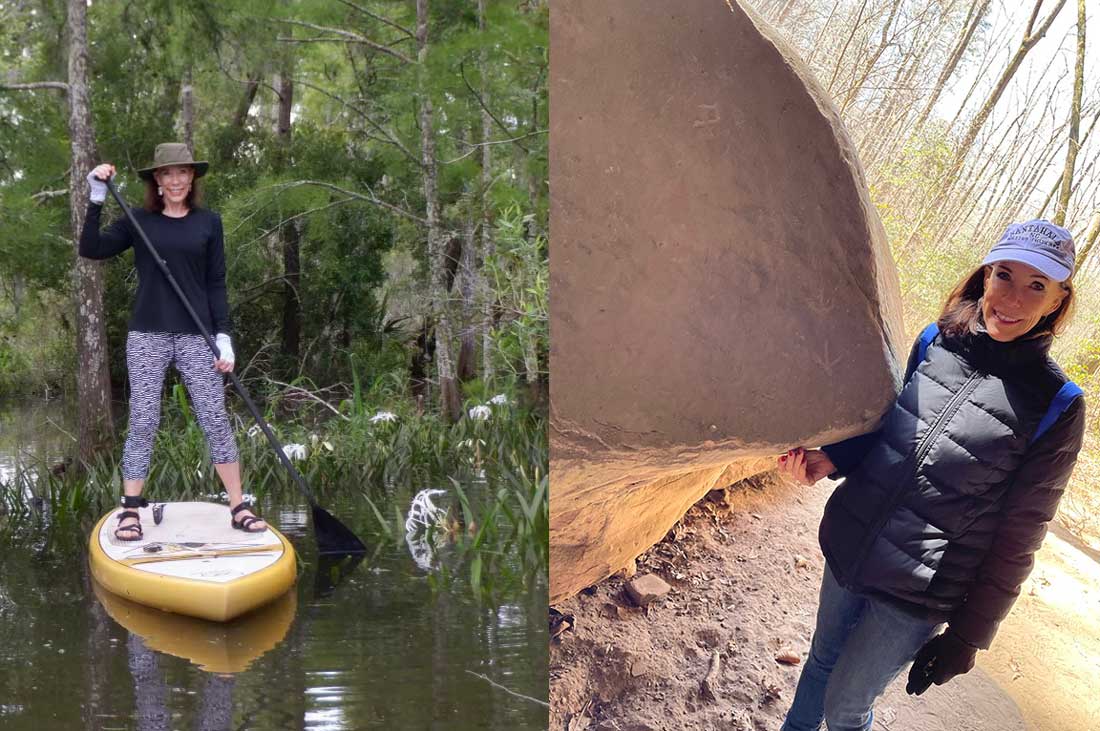 Vaughn Millner enjoying time on a paddleboard in South Alabama and visiting North Alabama's Sipsey Wilderness.