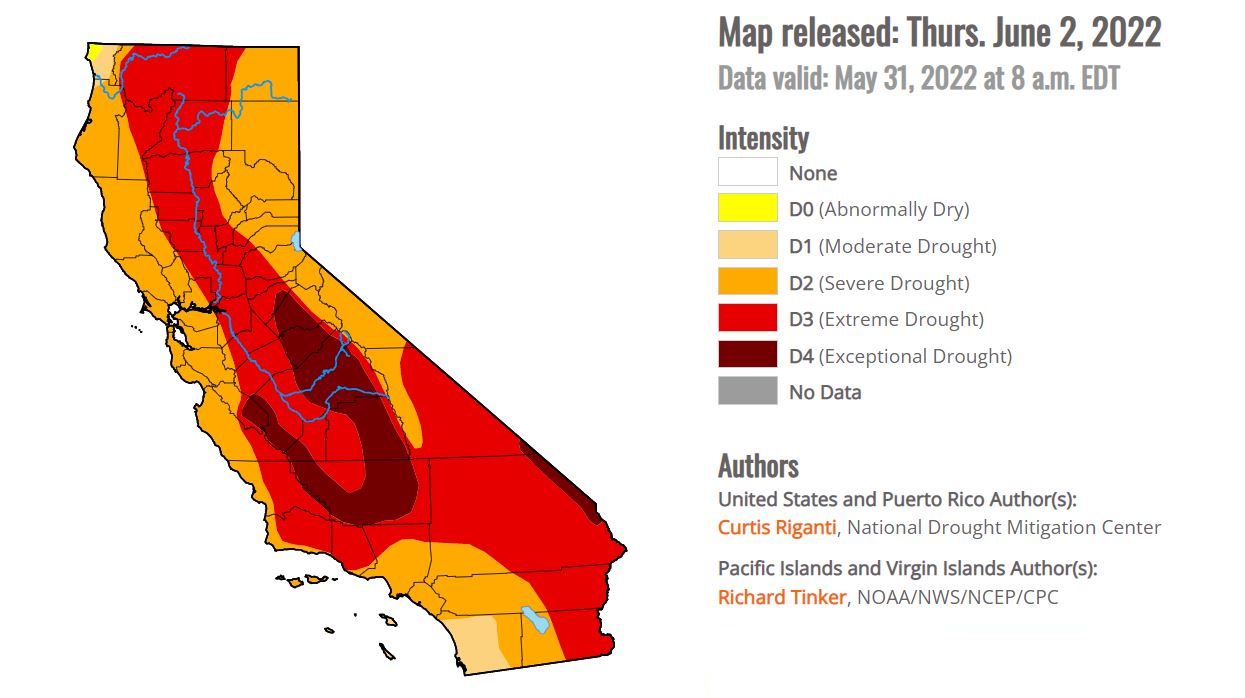 California drought June 2 https://droughtmonitor.unl.edu/CurrentMap/StateDroughtMonitor.aspx?CA