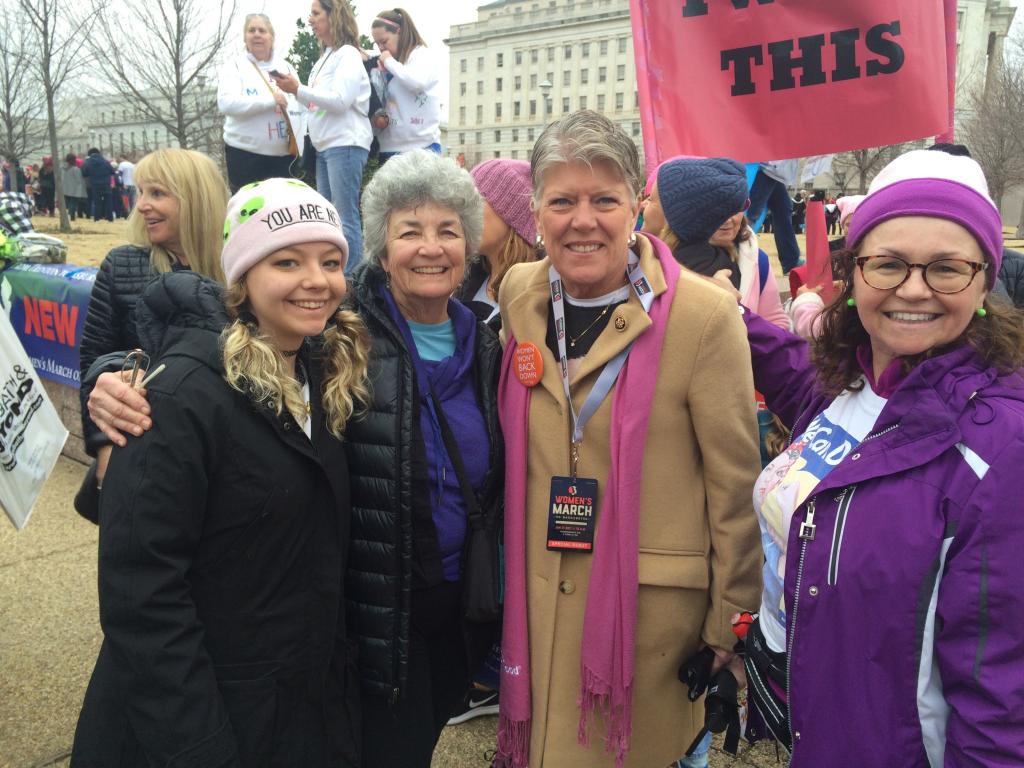 Carmen Ramirez and members of her family with Congresswoman Julia Brownley at the Womens' March in Washington, DC, in 2017