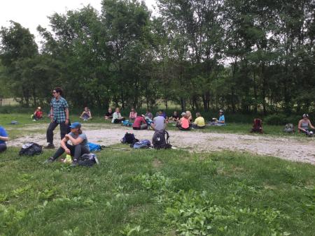 LoHi Trekkers taking a break from Loess Hills hike 2022