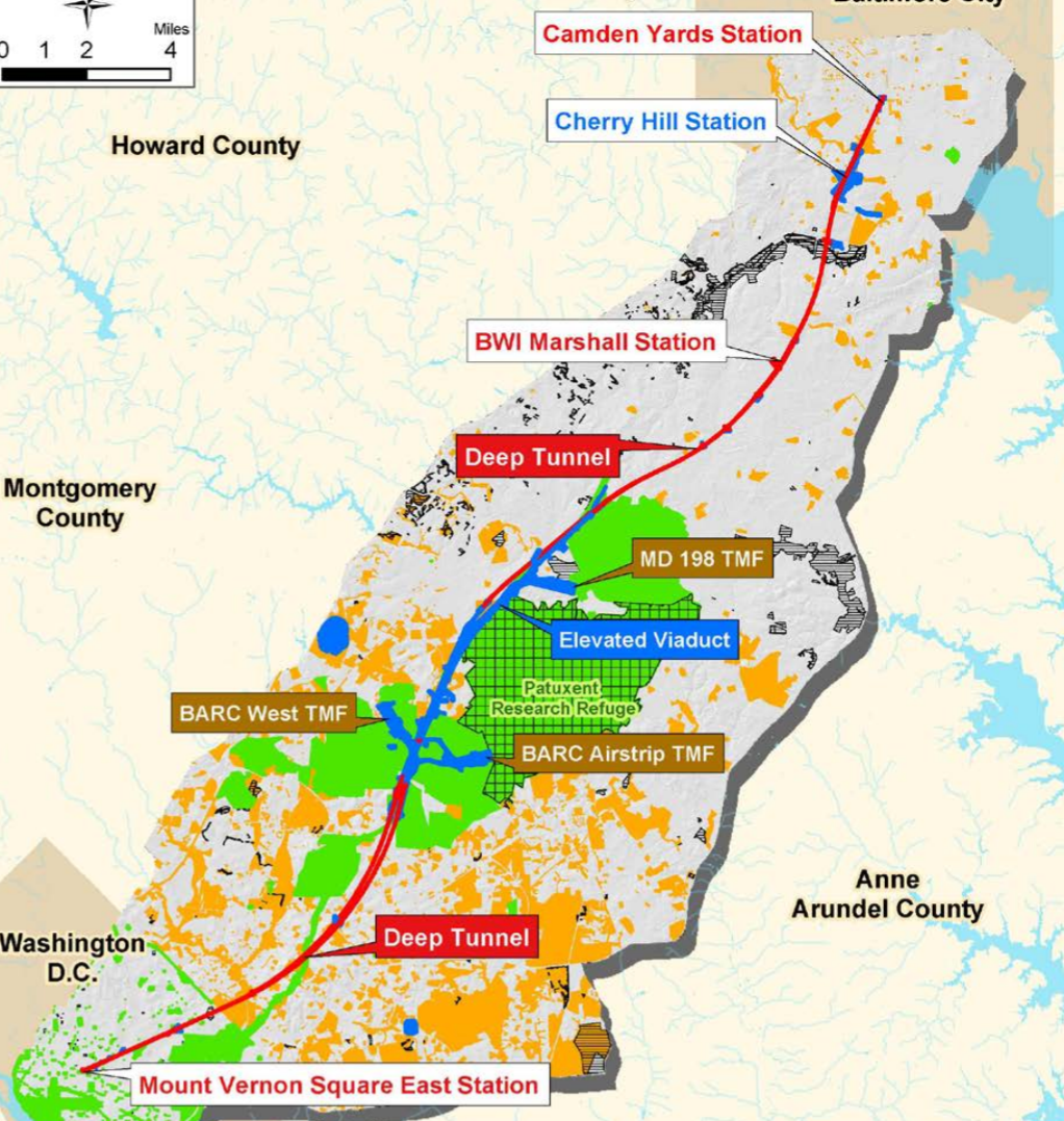 Maglev map from mt vernon square to camden yards