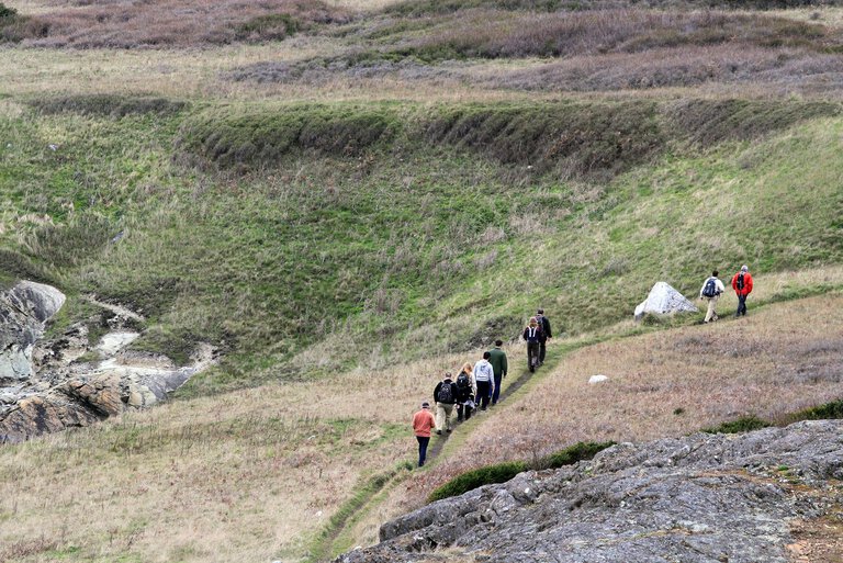Lopez Island residents and other supporters hike near Iceberg Point at the South end of Lopez Island. The area around Iceberg Point is now the San... (Greg Gilbert / The Seattle Times)