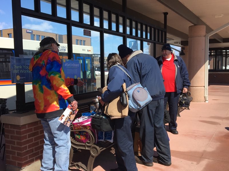 Transit workers collect lunches