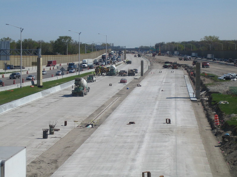 Construction on a multi-lane section of I-94