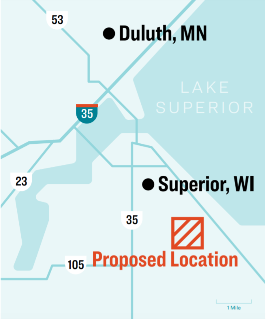 A map showing the location of the proposed plant