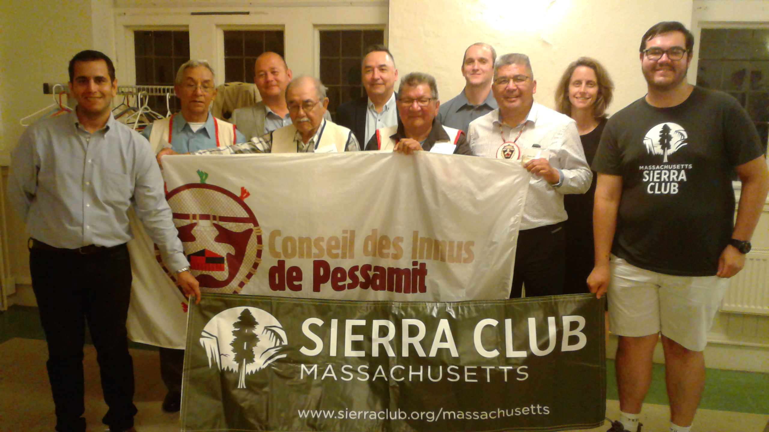 Sierra Club staff & Pessamit Innu elders from Quebec, at an event in Brookline Mass July 2017