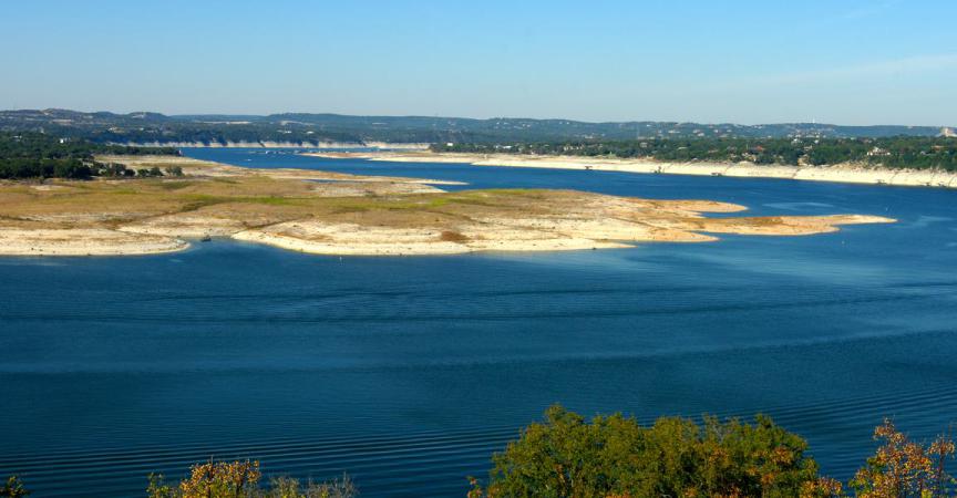 The Lake Travis reservoir in Central Texas