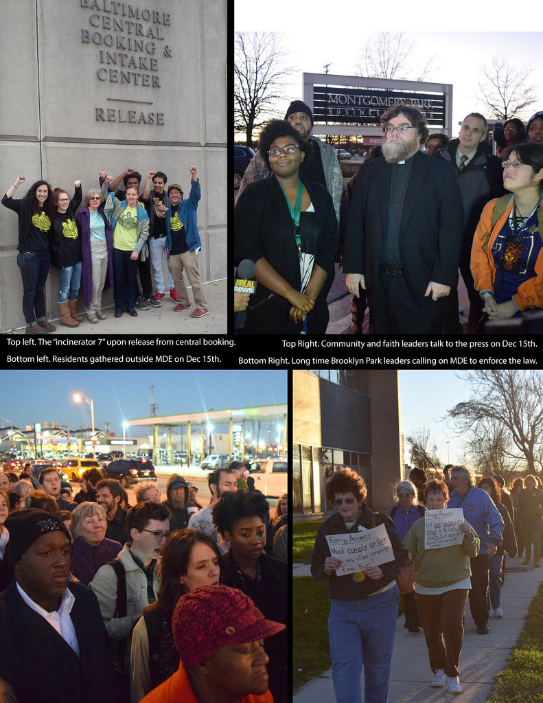 Collage of activists resisting construction of incinerator