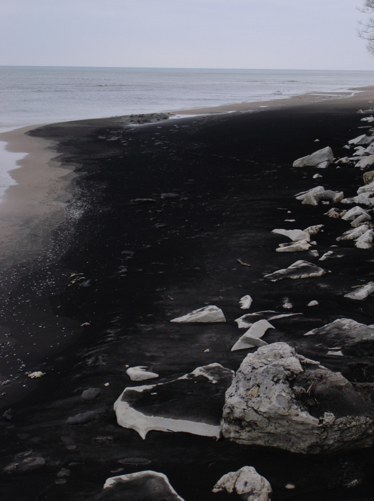 Coal ash washing up on Lake Michigan's shore near Sheboygan