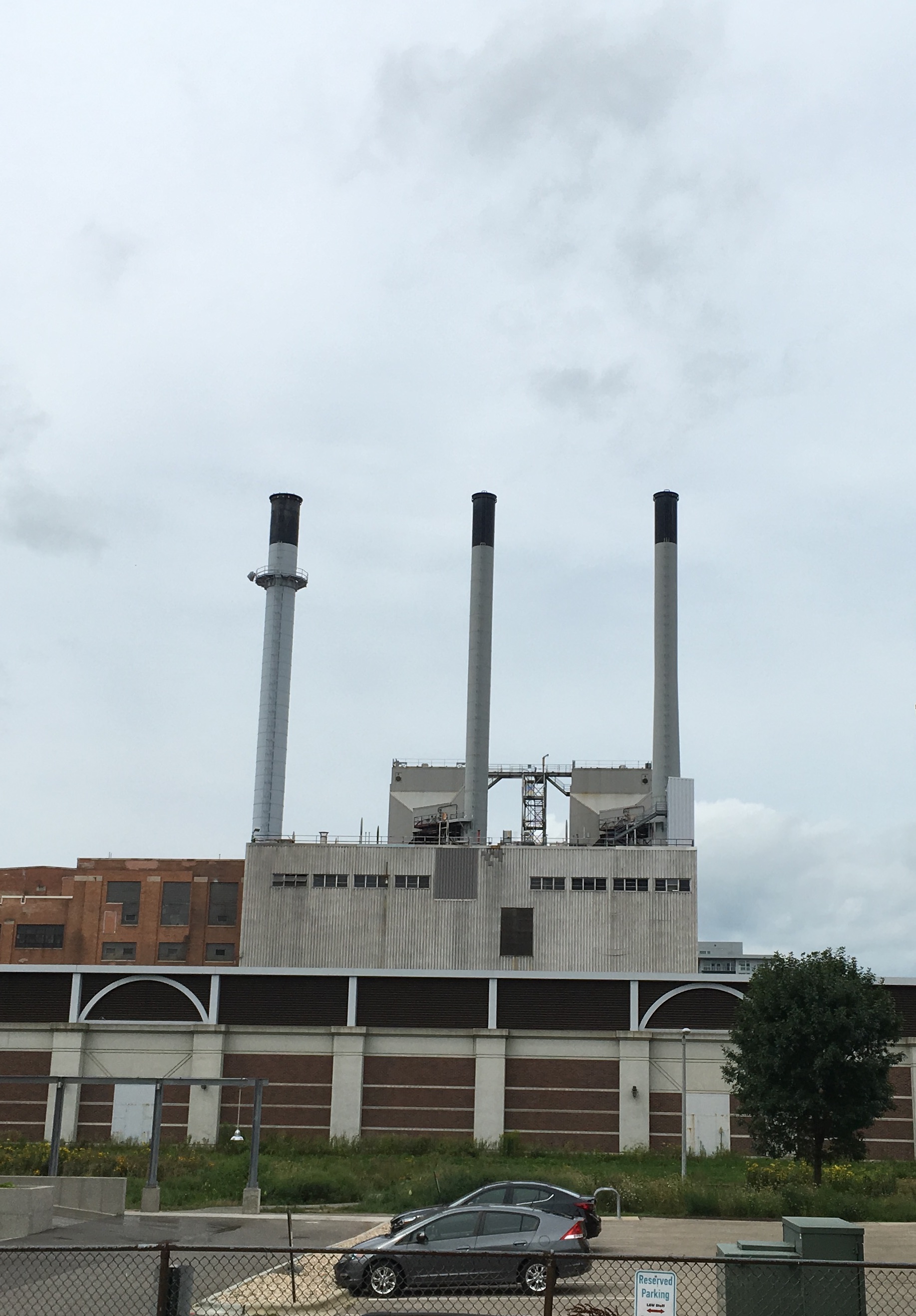 Gas plant against a white sky