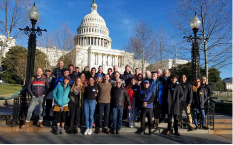 30 devoted public lands passionistas gather in the shadow of the United States Capitol Building to celebrate Wilderness Week 2020. 
