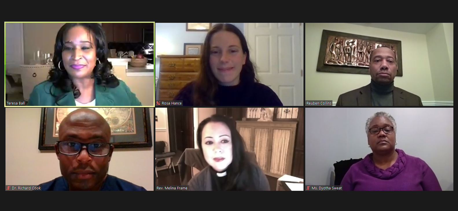 Picture of the moderator and 5 speakers