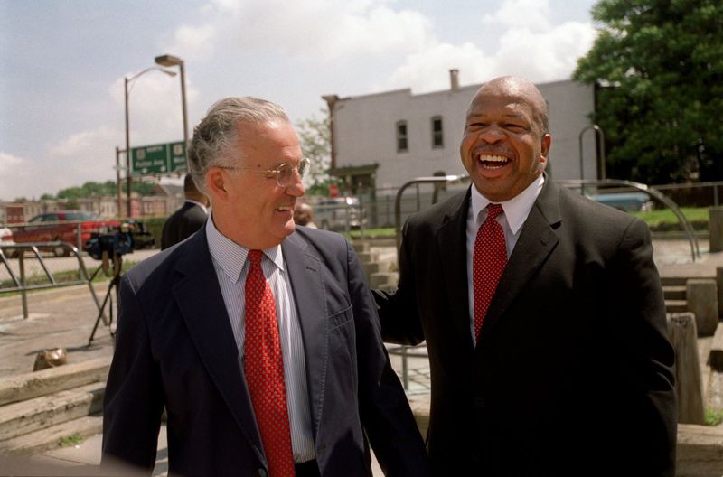 Sen. Sarbanes and Rep. Cummings, Baltimore Image of Sen. Sarbanes and Rep. Cummings smiling, Baltimore